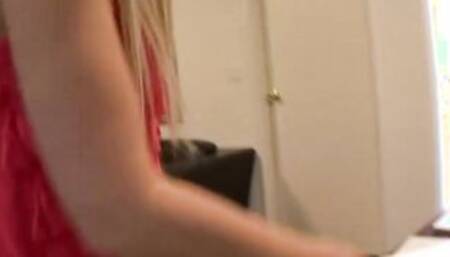 Petite blonde Women caughty the guy watching a porn and
