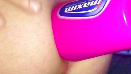 Drinking bottle anal fucked