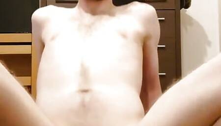 Bouncing on dildo and moaning hard