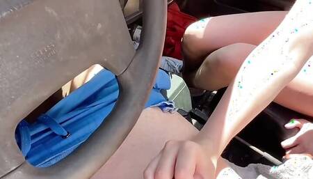 Blowjob while driving, slut wife sucks dick while driving, car blowjob, car sex, public sex, fuck taxi, fake taxi