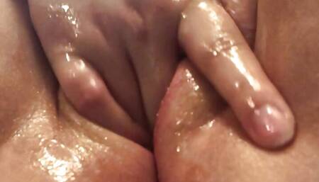 Creamy wet 9 inch dildo and fingering orgasm