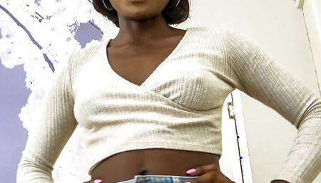 Beautiful Black Ebony Babe Pleasing Holes Are Made To Be Filled By White Cocks