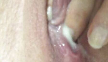 Wet pussy cums masturbating