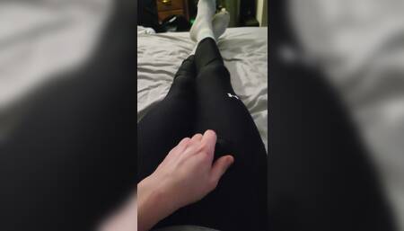 Cum wearing leggings and socks.