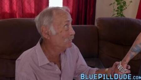 Handsome goth teen bounces on erect mature dick like a pro