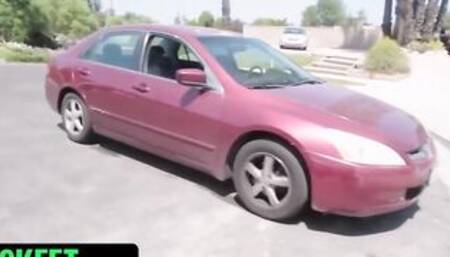 TeamSkeet - Irresistible Ebony Beauty Demi Sutra Rubs Her Leaking Pussy In Her Car To Seduce Her Next Door