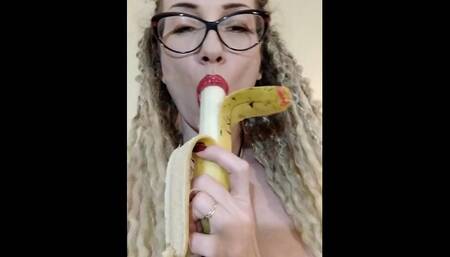 Red lipstick bj banana tease and humilation