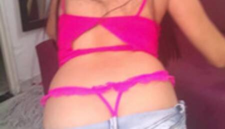 amateur teen thong fetish teasing & seducing with her ass while cleaning doing whale tail buttcrac