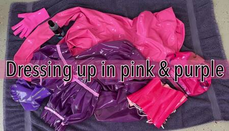 Dressing up in pink & purple latex