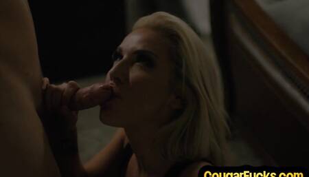 Dirty cougar fucked by big dick in pussy in missionary