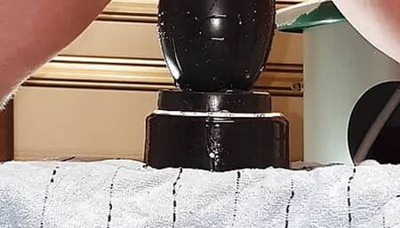 Open my ass with this big black 9 cm awesome stretching
