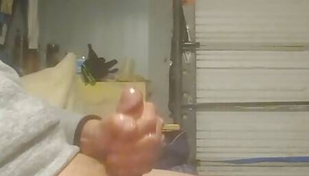 Cumshot from spun straight man jacking off