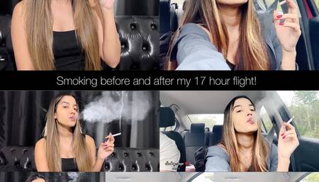 Smoking before going to the airport and hotboxing the car after 17 hours without smoking!