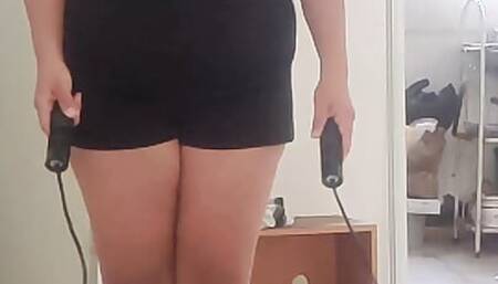 Wife's bouncing boobs jumping the rope