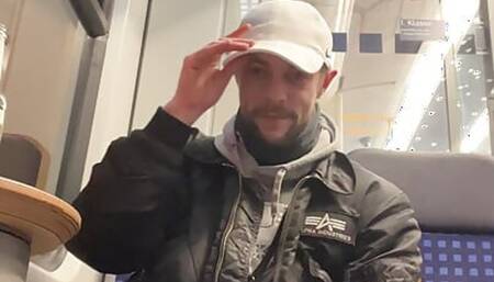 German young boy male jerks off cock 30 sec cum in the train fast small dick humiliation big dick athletic muscle