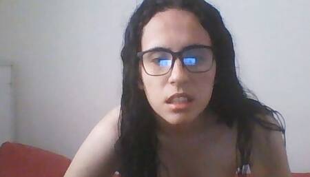 Innocent nerdy girl and virgin masturbating