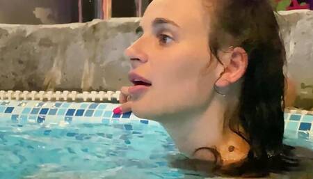 I swim in the common pool and show pussy