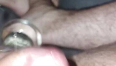 Cumshot with dildo in ass