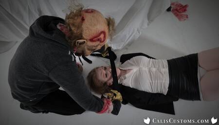 The Walking Dread: Agent Sonia Harcourt bound and gagged by a Zombie (720)