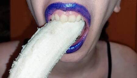 I chew and eat a sweet banana