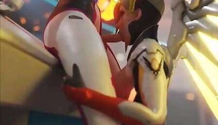 Mercy Sucking Futa D.Va Cute Cock
