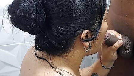 My horny stepmother interrupts me in the shower to suck my cock part 2 I fuck her rich pussy