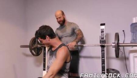 Hunky stepdad hammering twinks tight ass after workout