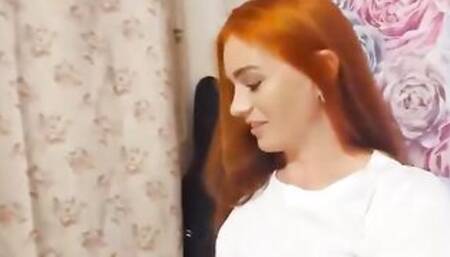 Red Haired young bitch fucks inside all cracks