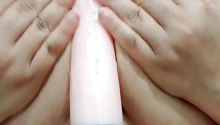 PLAYING WITH MY DILDO AND MY BIG BOOBS  JUICY TITS DILDO TITJOB