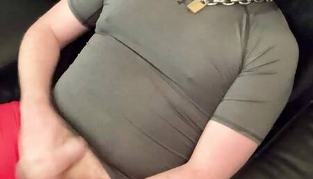 Muscle pup jerks off in under armor spandex