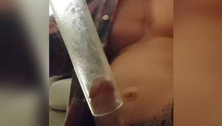 Dirty muscle guy cums inside vacuum cleaner