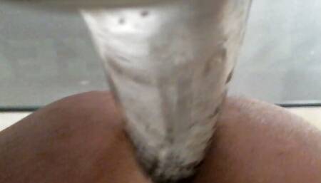 Crossdresser up close anal dildo