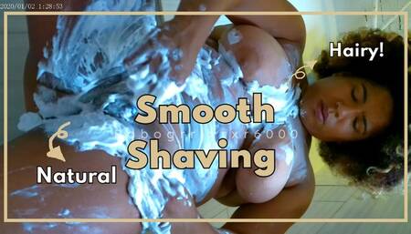 Hairy Hippie Ebony Shaves Body in Shower and Proudly Displays Pussy