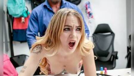 Fingering and fucking tattooed suspect on the office desk