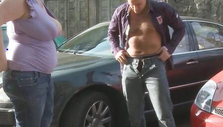 Fat busty blonde has fun of pickup sex with stranger