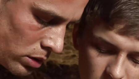 Young boxers have their first gay sex experience with horny blowjob and lusty anal fuck