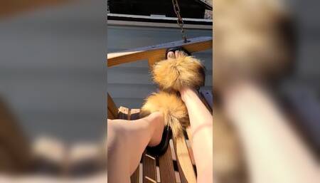 Foot tease with sandals