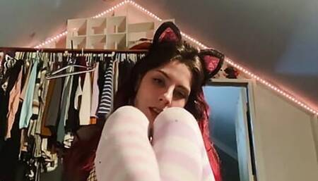 slutty cum slut teen plays with herself on camera