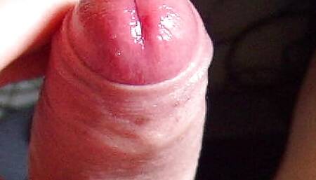 POV Jerking off uncut cock and cumming close up