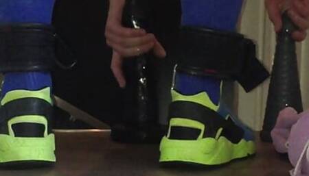 Riding my big dildo's in lycra gear and Nike Sneakers