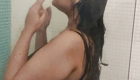 A gorgeous Bengali girl Priti Bathing in a bathroom. Voyer scene
