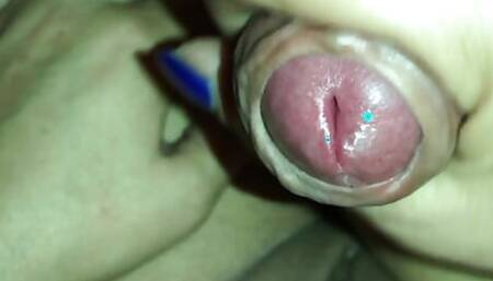 Hot handjob with cumshot on belly