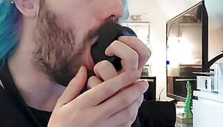 Deepthorating and Gagging on my dildo and slapping myself