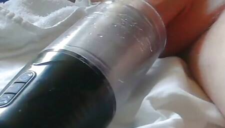 Quick cum with my milking toy