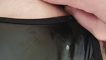 Morning release in sexy jock