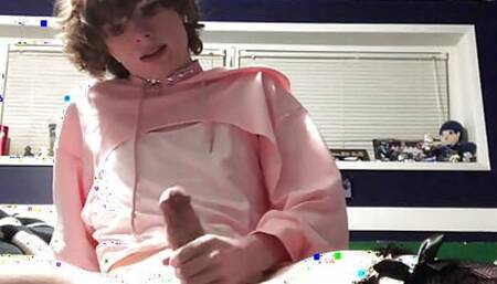 Cute Femboy Strokes for the Camera