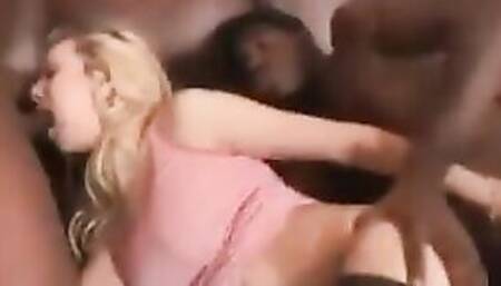 2 ebony men banged! a blonde rough at Christmas with huge cocks