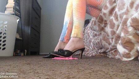 Backless Black Heels Toe Tapping on FAKE worms