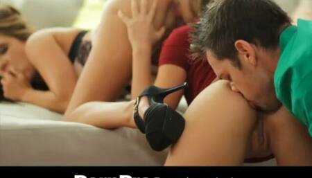 Porn Pros Teen BFFs put on kinky show for a guy
