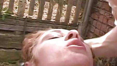 Amazing chick dressed in coat opens her asshole for huge cock